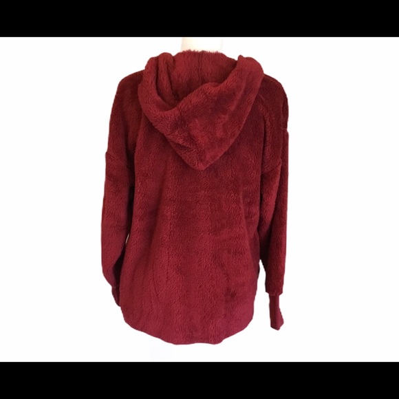COPY - NWT Almost Famous Sherpa Burgundy Hooded Cardigan SALE! - Picture 2 of 7